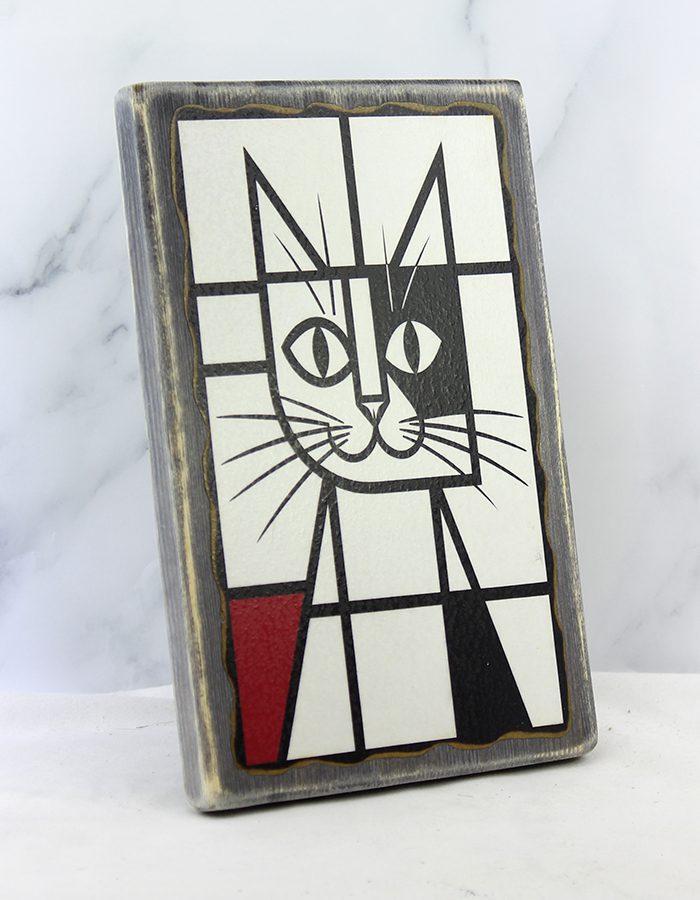 Картина «Кот 059 Мондриана» | Состаренная доска 14,5×22×1,8 см — изображение 5