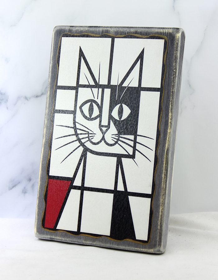 Картина «Кот 059 Мондриана» | Состаренная доска 14,5×22×1,8 см — изображение 6