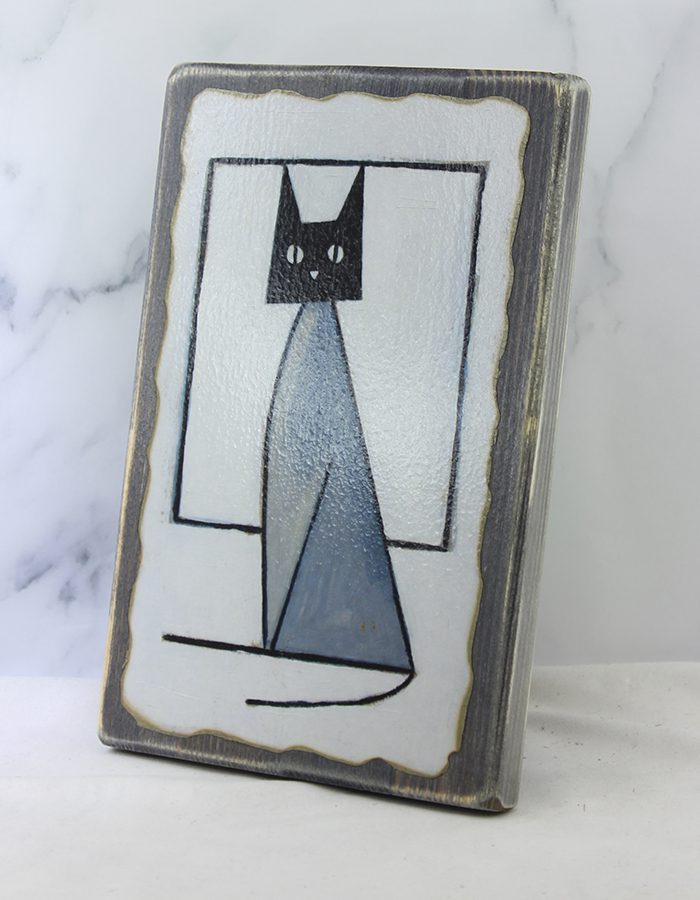 Картина «Кот 055 Малевича» | Состаренная доска 14,5×22×1,8 см — изображение 6