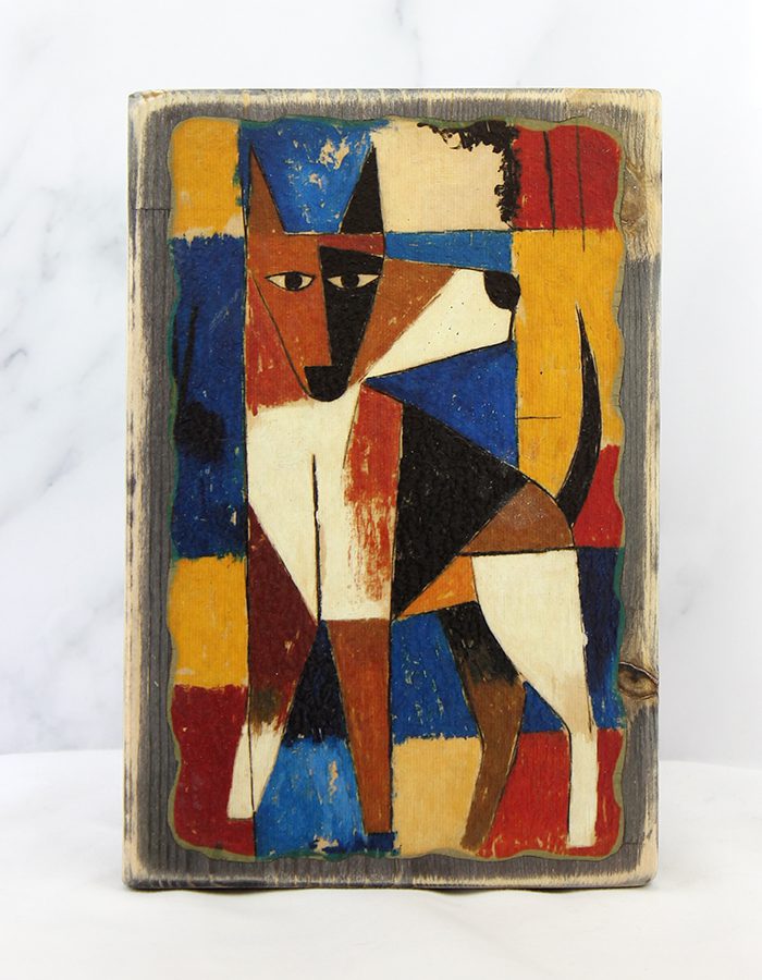 Картина «Собака Пауля Клее 0811» | Состаренная доска 14,5×22×1,8 см